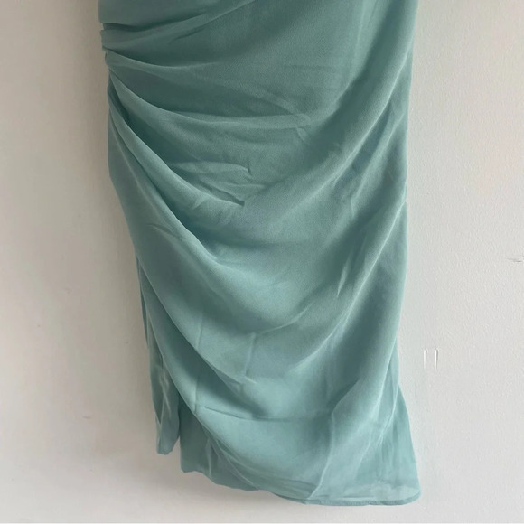 New! Oh Polly Paloma One Shoulder Draped Mini Dress in Teal nwt 22208 - Picture 5 of 14